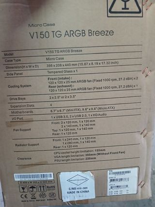 Torre Micro ATX THERMALTAKE V150 TG ARGB Breeze