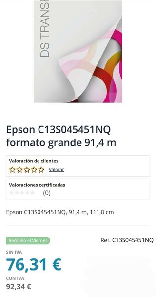 Epson C13S045451NQ rollo de papel de 91,4m x 111,8