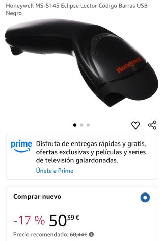 Honeywell MS-5145 Eclipse Lector Código Barras USB Negro