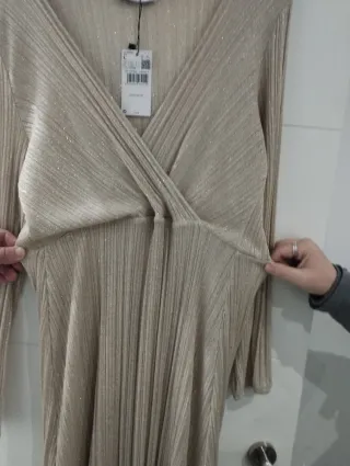 Vestido Mango Dorado Talla L