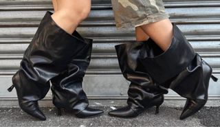 Stivali neri gamba larga