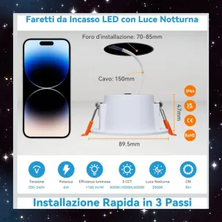 KEELED Faretti LED da Incasso per Cartongesso