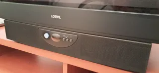 Televisión de tubo LOEWE 21", foto con modelo.