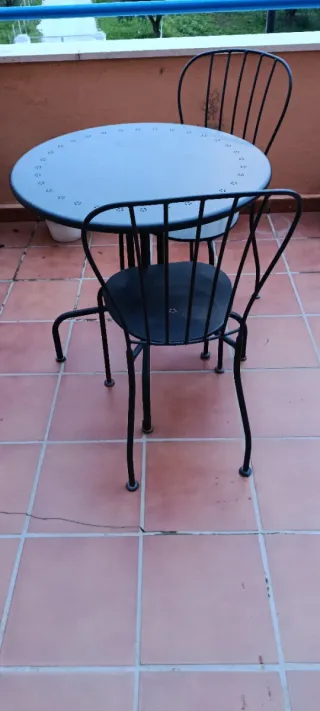 Mesa y Sillas Terraza Metal Negro