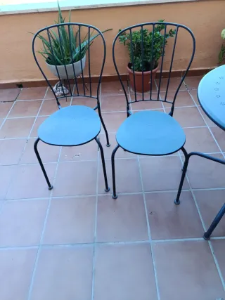 Mesa y Sillas Terraza Metal Negro