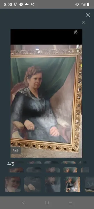 Cuadro antiguo retrato óleo mujer