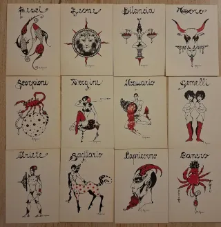 12 Cartoline Oroscopo Zodiacali Firmate