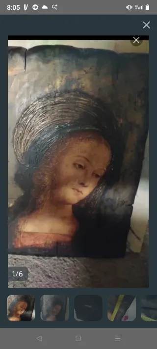 Cuadro antiguo Virgen madera