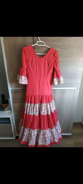 Traje Flamenca Niña Rosa y Flores