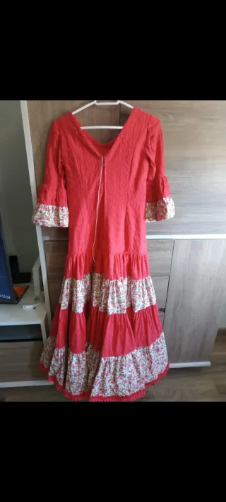 Traje Flamenca Niña Rosa y Flores
