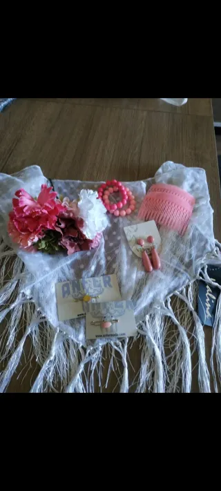 Traje Flamenca Niña Rosa y Flores