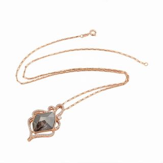 Collar Cobre Chapado Oro Rosa Cristal Gris