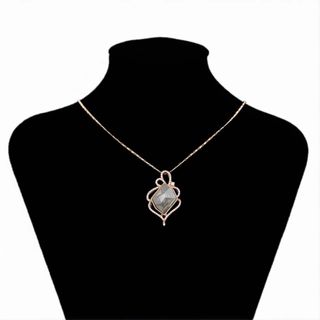 Collar Cobre Chapado Oro Rosa Cristal Gris