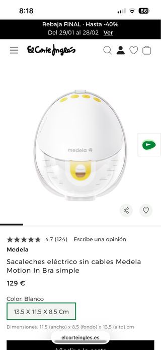 Sacaleches Eléctrico Medela Motion In Bra