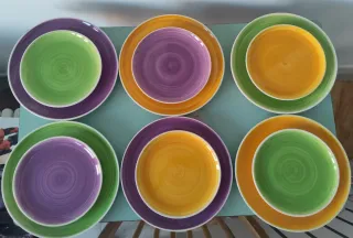 Zara Home Vajilla 12 Platos Colores Cerámica