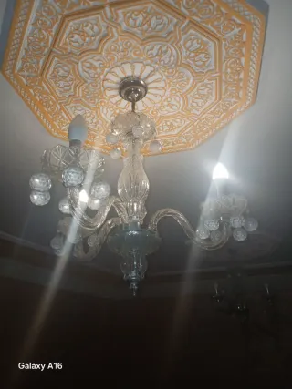 Lámpara de techo cristal y metal