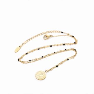 Collar Acero Baño Oro 14K Moneda