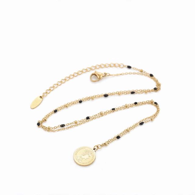 Collar Acero Baño Oro 14K Moneda