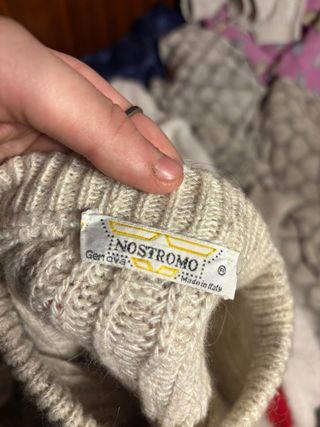 Maglione in lana beige/grigio