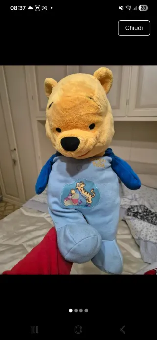 Peluche Winnie the Pooh pigiamino azzurro