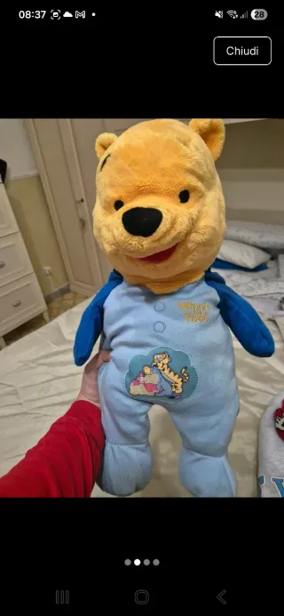Peluche Winnie the Pooh pigiamino azzurro