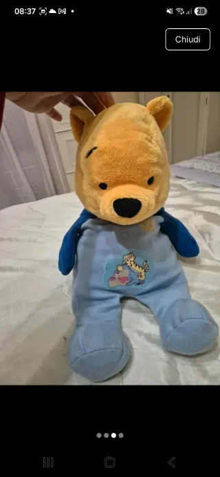 Peluche Winnie the Pooh pigiamino azzurro