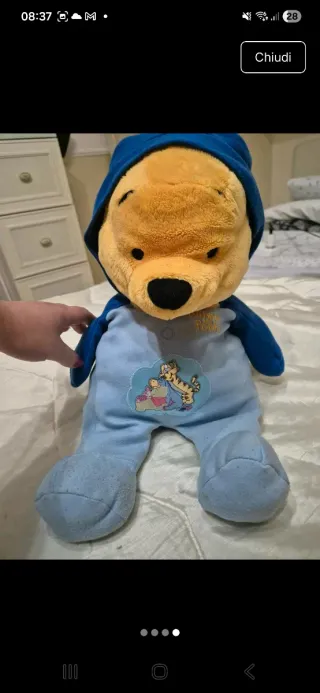 Peluche Winnie the Pooh pigiamino azzurro
