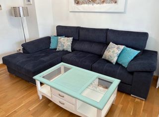 Sofá chaise longue azul oscuro