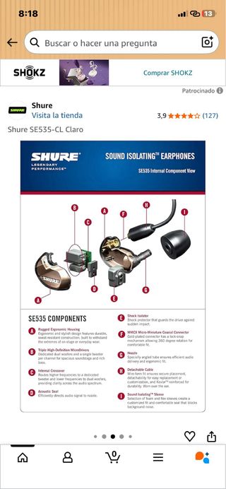 Shure Se535-clMonitores In-Ear intraurales