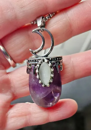 Colgante Amatista y Selenita Luna