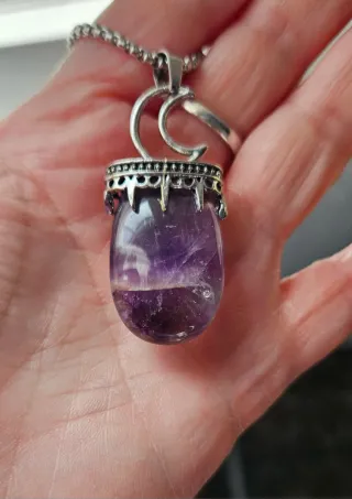 Colgante Amatista y Selenita Luna