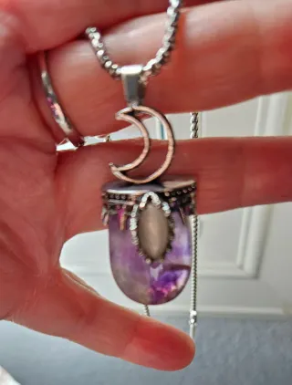 Colgante Amatista y Selenita Luna