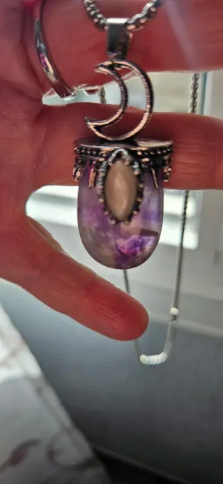 Colgante Amatista y Selenita Luna