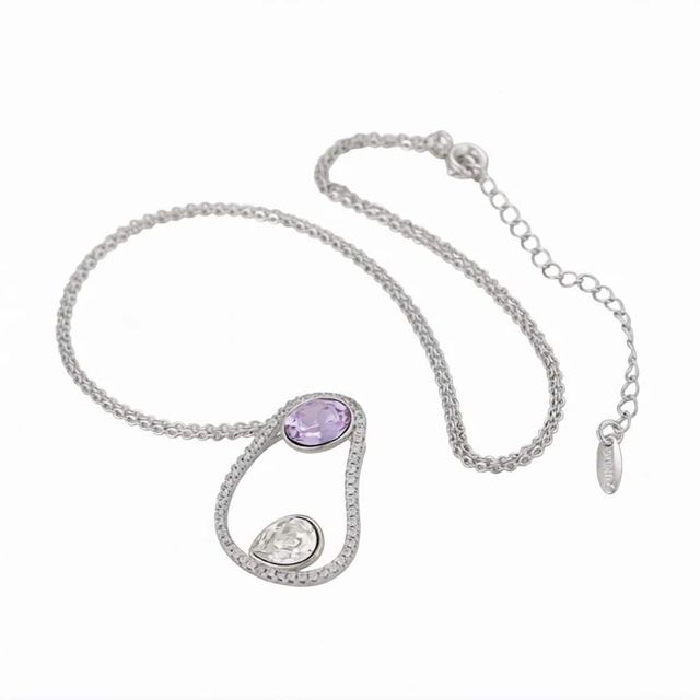 Collar Platinado con Cristales de color