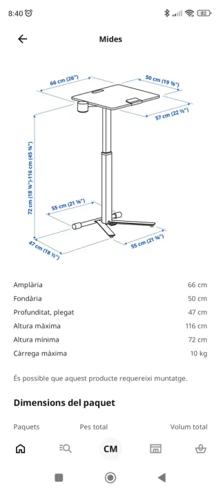 Mesa escritorio plegable y regulable
