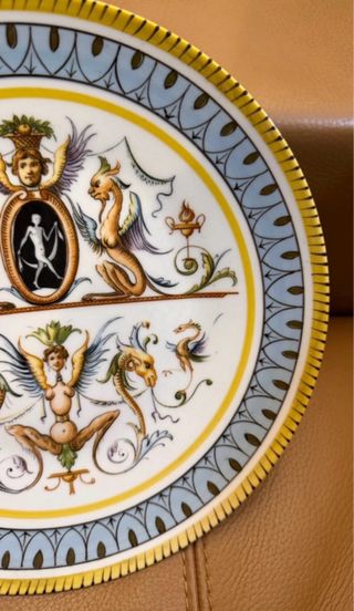 Piatto ceramica Huts decorato vintage raro