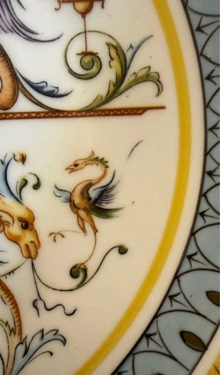 Piatto ceramica Huts decorato vintage raro