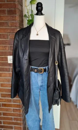 Chaqueta Piel Vintage Negra Diseño