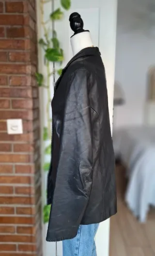 Chaqueta Piel Vintage Negra Diseño