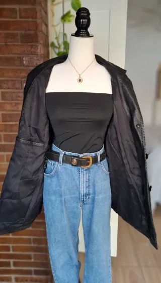 Chaqueta Piel Vintage Negra Diseño