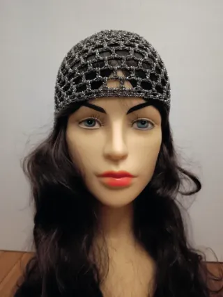 Cuffia rete grigio argentato lurex