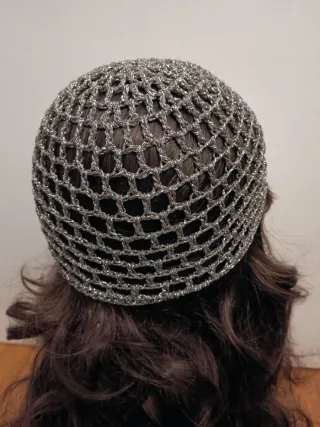 Cuffia rete grigio argentato lurex