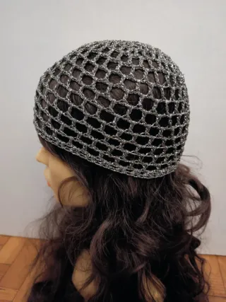 Cuffia rete grigio argentato lurex