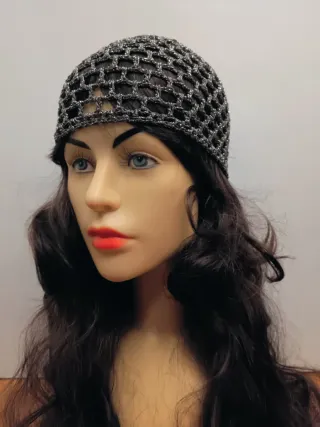 Cuffia rete grigio argentato lurex