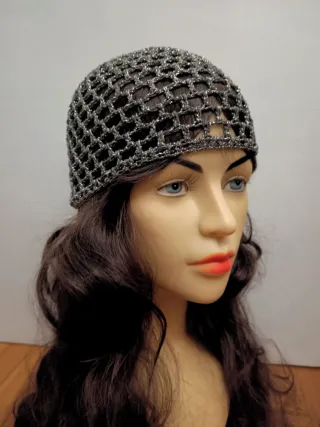 Cuffia rete grigio argentato lurex