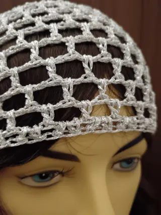 Cuffia rete lurex argentata