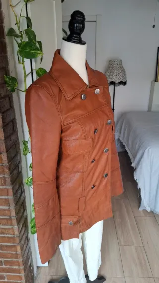 Chaqueta vintage piel genuina camel