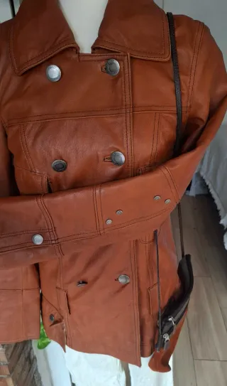 Chaqueta vintage piel genuina camel