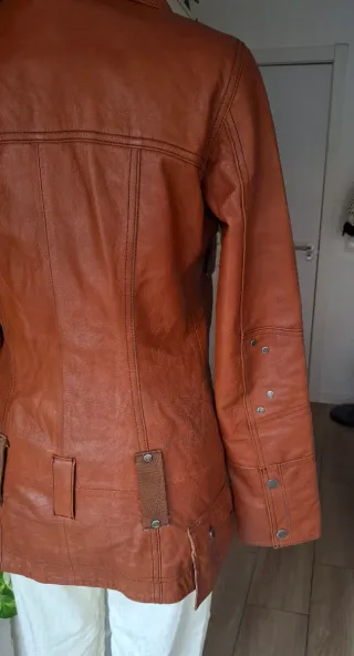 Chaqueta vintage piel genuina camel