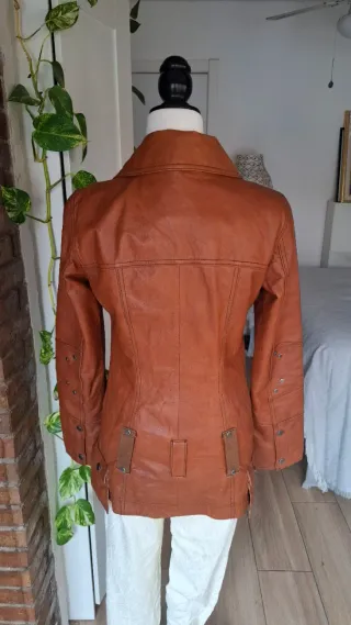 Chaqueta vintage piel genuina camel